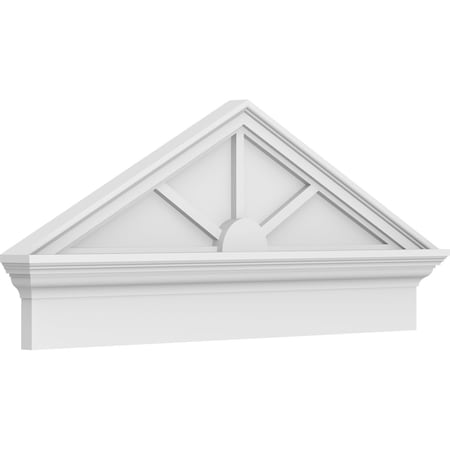 Ekena Millwork Peaked Cap 3 Spoke Architectural PVC Combination Pediment, 38"W x 16-3/8"H x 2-3/4"P (Pitch 6/12) PEDPC038X165PKC03